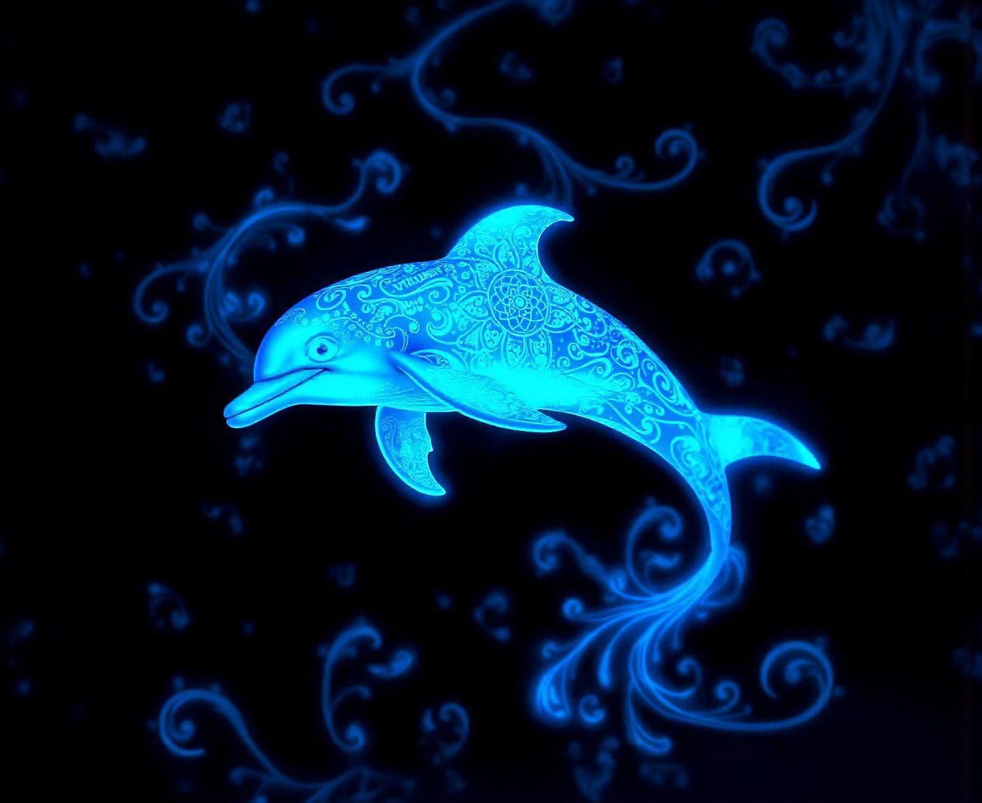Bioluminescent Dolphin with Ethereal Filigree Design