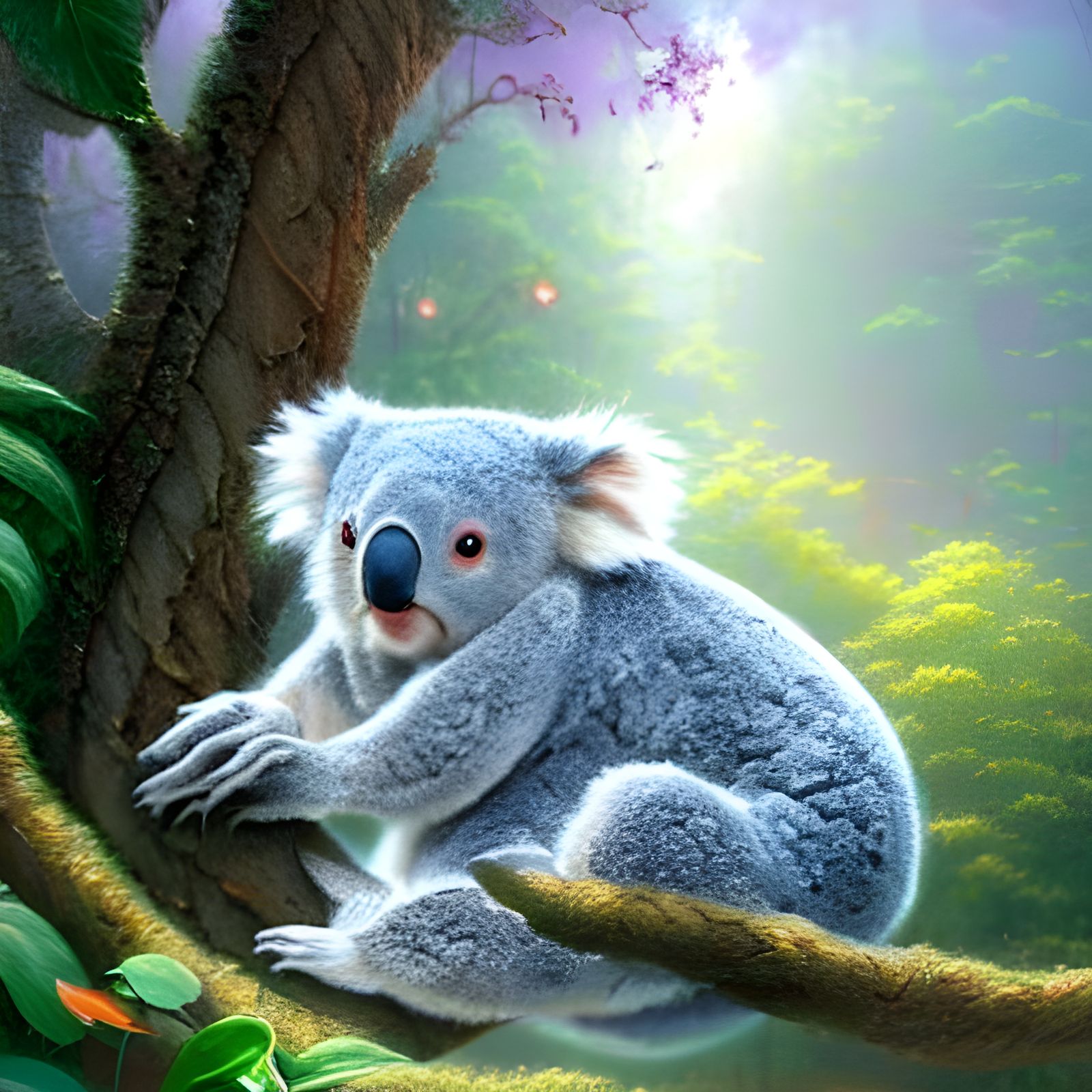 Ethereal Koala in Hyperdetailed Fantasy Landscape