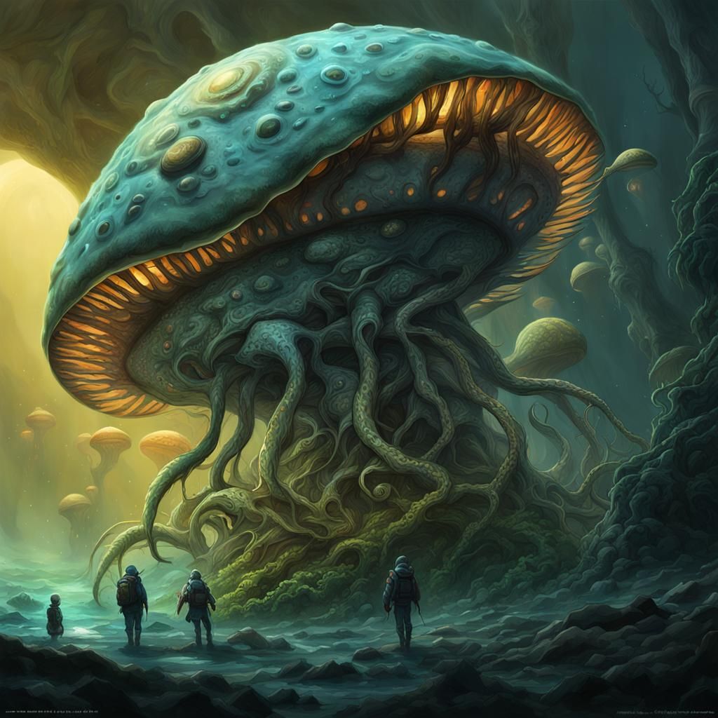 Alien Fungus Nautilus: Speculative Evolution Concept Art