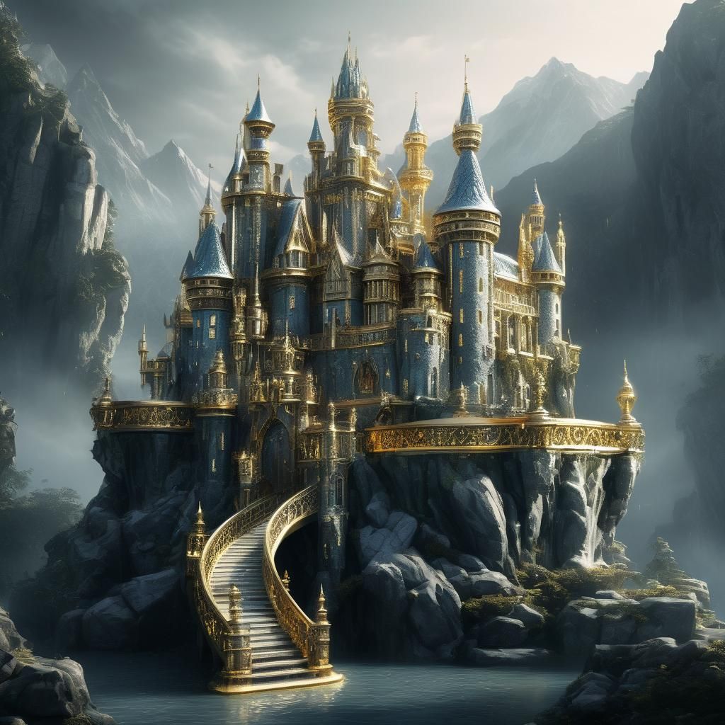 Diamond and Gold Castle: Ethereal Fantasy Architecture