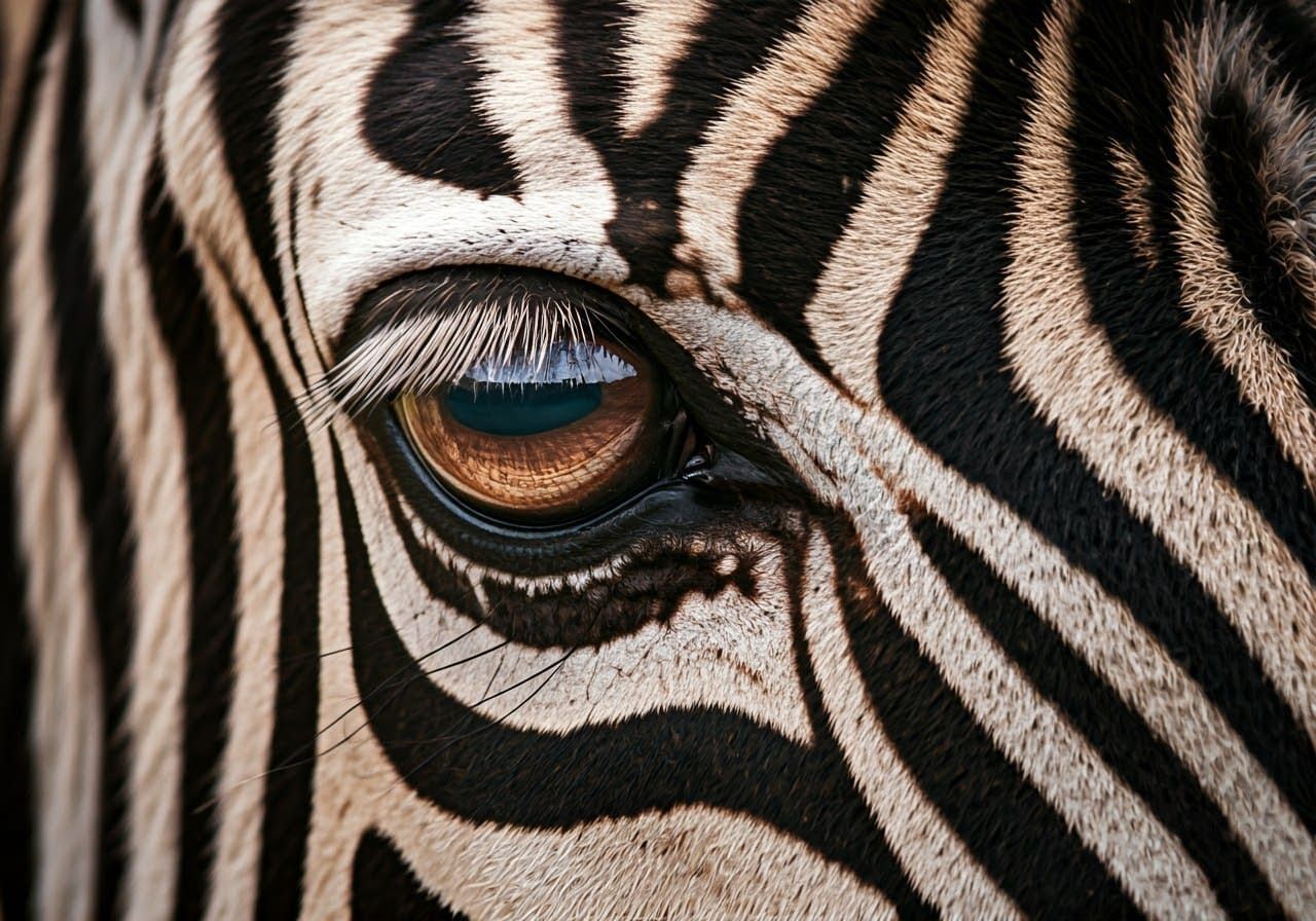 Hyper-Realistic Close-Up of a Zebra's Eye