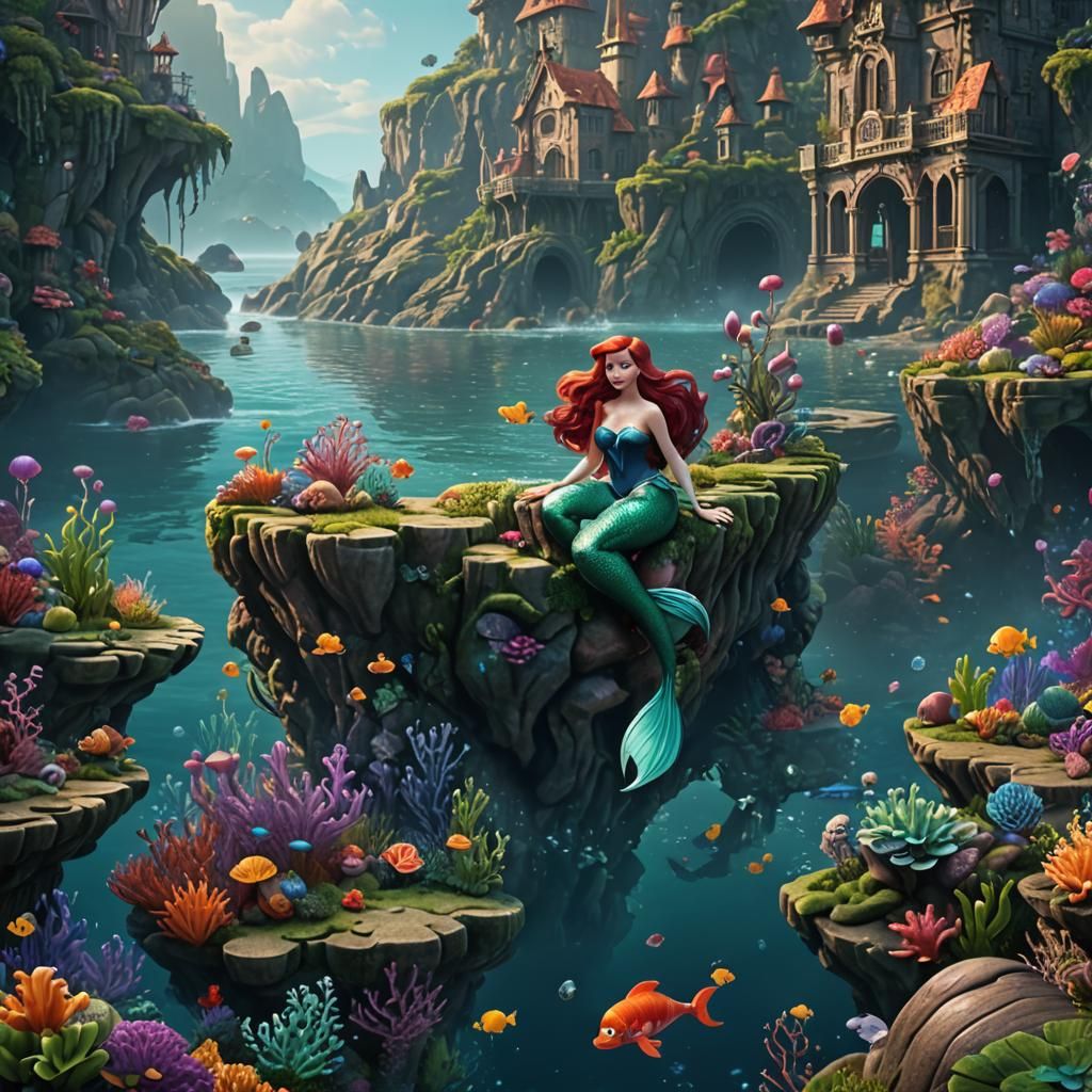 Ariel the Little Mermaid in Detailed Matte Painting