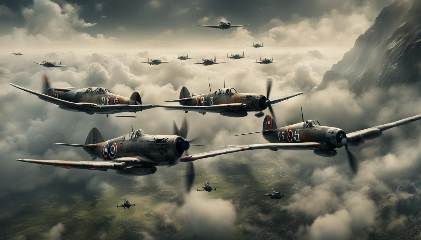 Epic Fighter Pilots Triumph in Digital Matte Painting