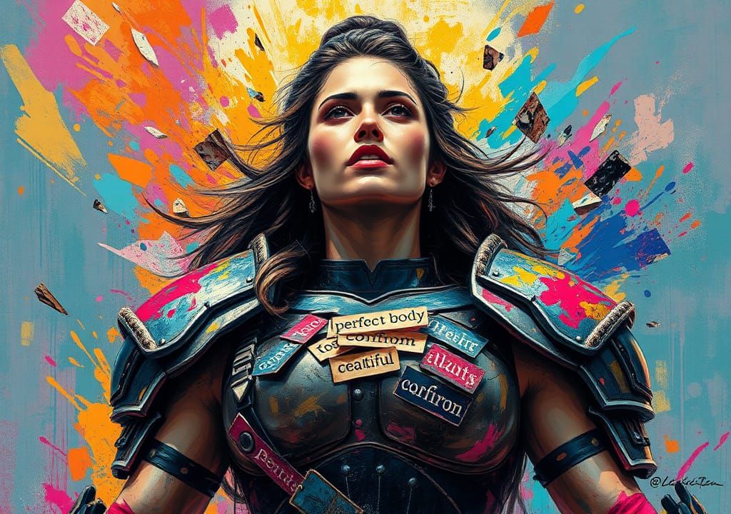 Warrior Woman Rises Above, Street Art Style