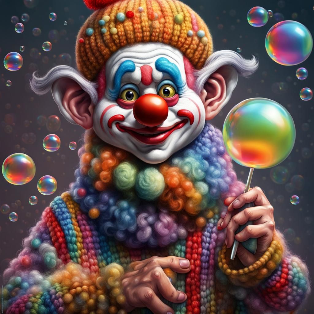 Colorful Clown Portrait in Whimsical Candy Art Style