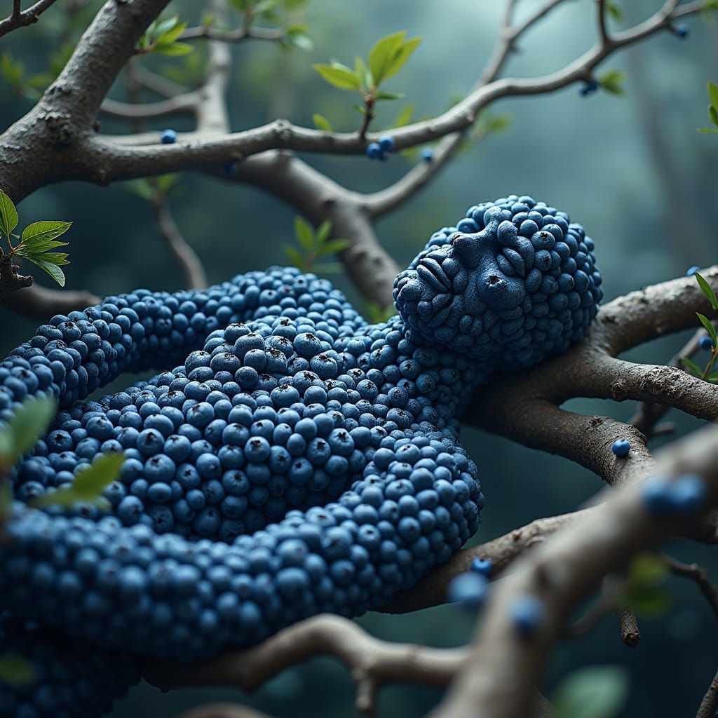 Blueberry Man Swimming in a Sea of Branches