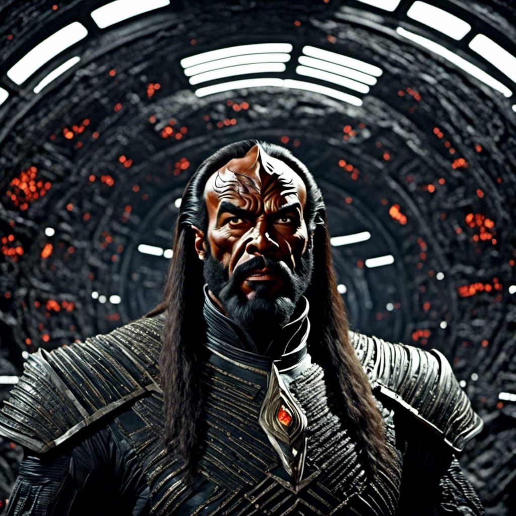 Klingon Warrior Portrait on Battlefield as Watercolor