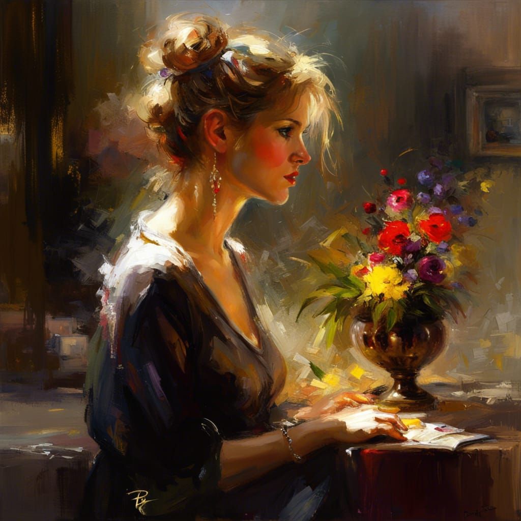 Emotional Portrait in Oil Painting Style