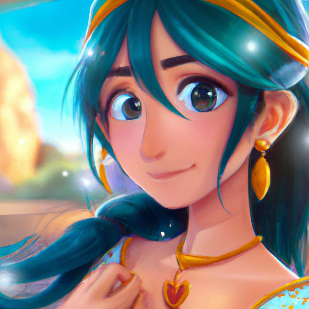 Princess Jasmine Portrait in Anime Style
