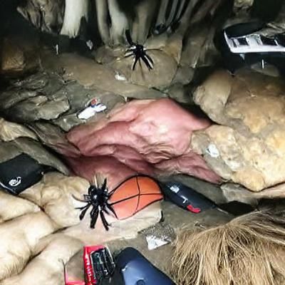 Giant Spider in a Dark and Scary Cave