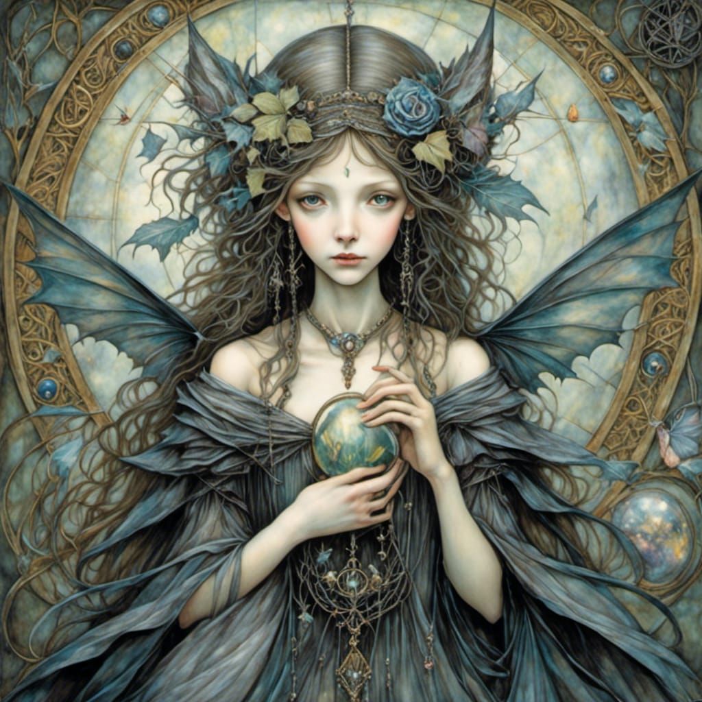 Gothic Woman Portrait with Celtic Knots