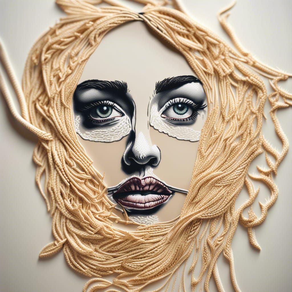 Hyperrealistic Embroidered Portrait with Intricate Details