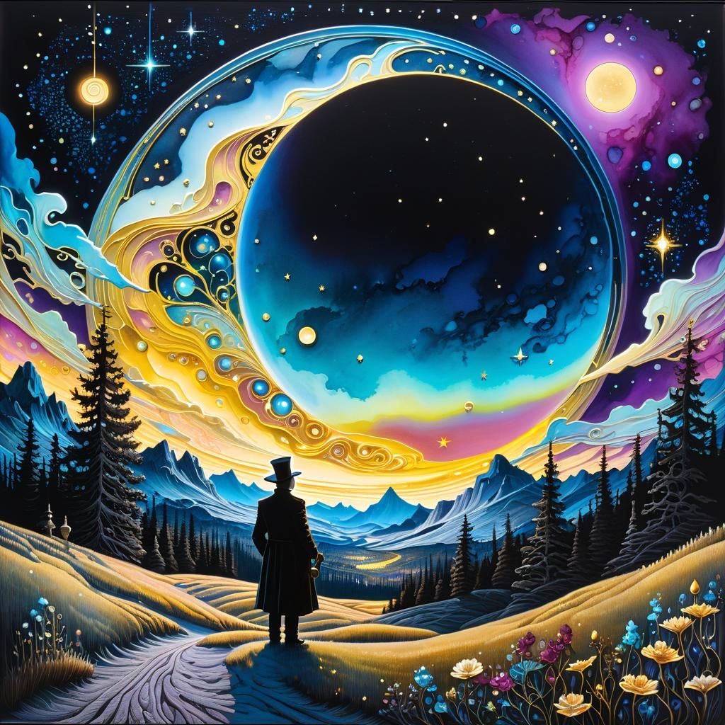 Iridescent Cosmos Key in Gothic Art Style