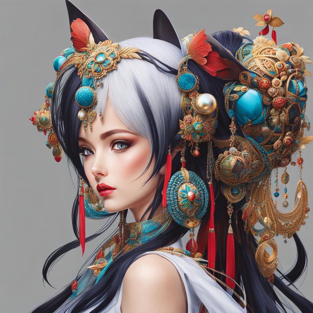 Abstract Woman's Portrait in Childlike Style