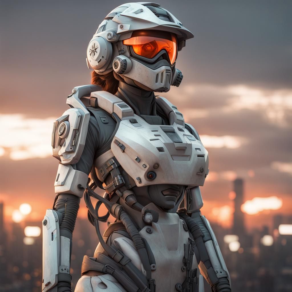 Cyborg Pilot Portrait in Hyperrealistic Style