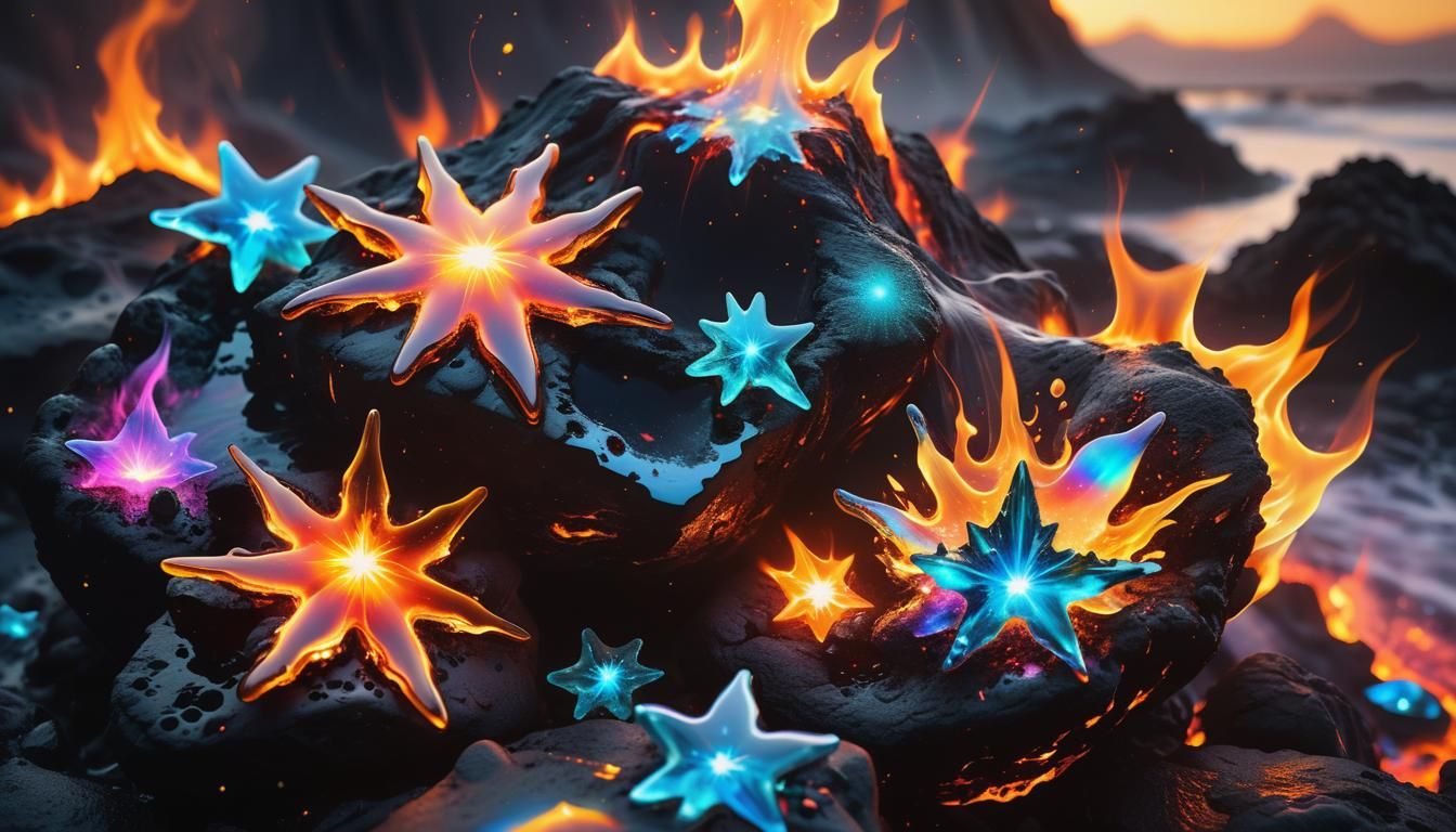 Fire Elemental Star Gemstone in Surreal Style