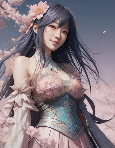 Angel Girl with Blossoms: Fantasycore Digital Art