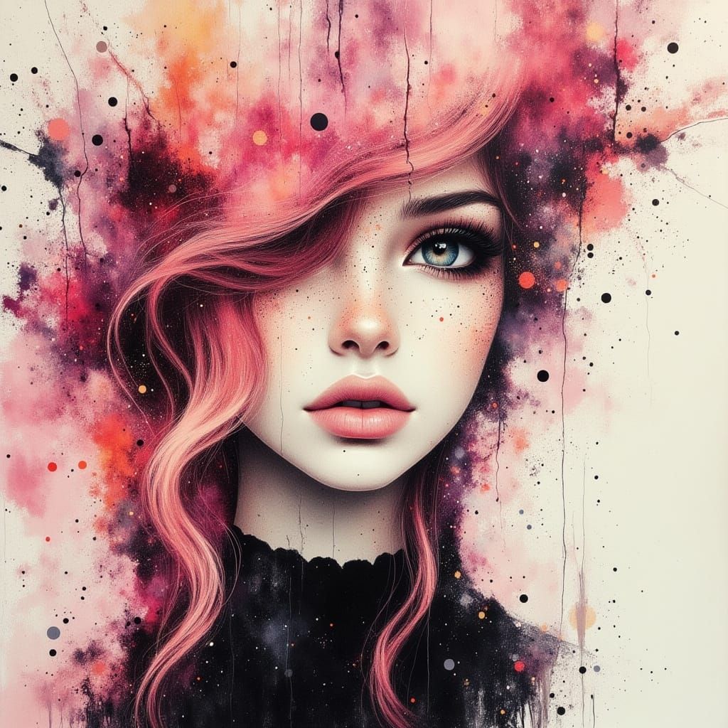 Ethereal Gothic Beauty in Vibrant Pink Hues