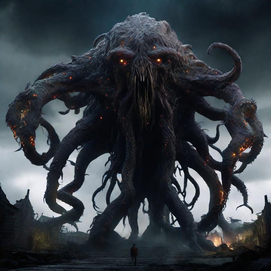 Yog-Sothoth Destroys City in Dark Fantasy Art