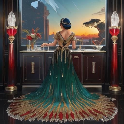 Opulent Art Deco Kitchen in Cinematic Erté Style