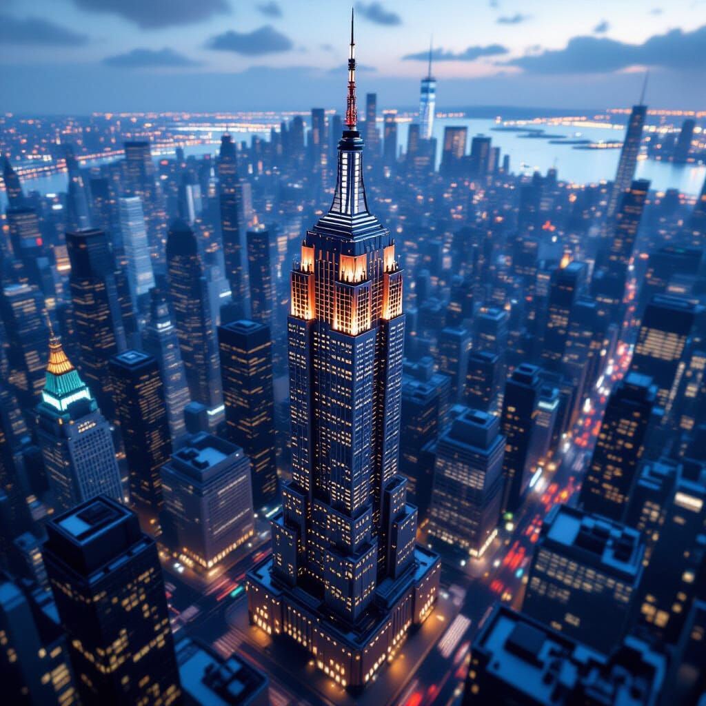 Futuristic Empire State Building: Dolly Zoom Mech Details