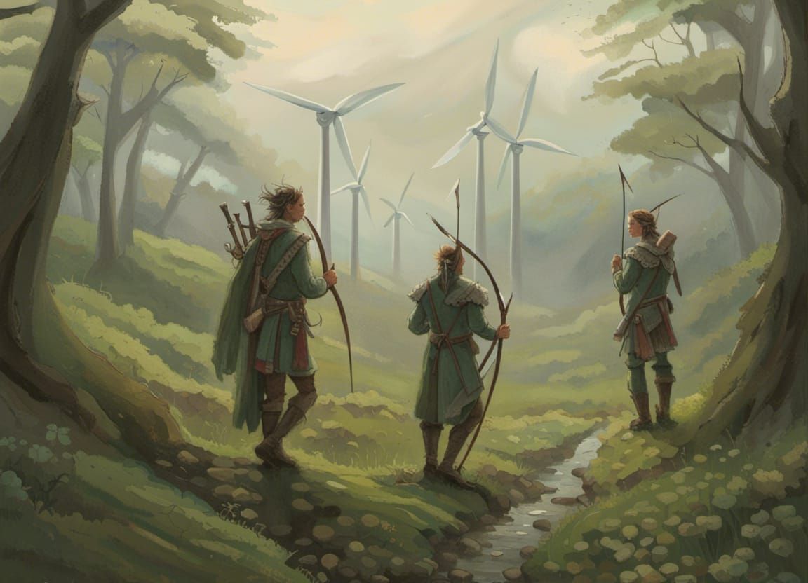 Elves Emerging from Forest Overlook Wind Farm