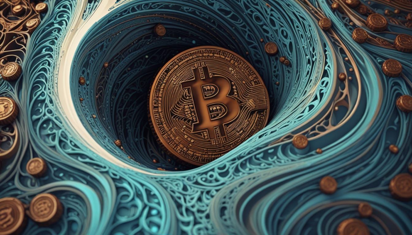 Vibrant Chocolate Bitcoin Shield with Abstract Elements