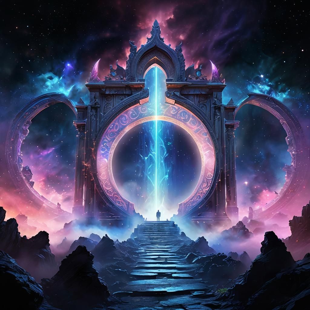 Massive Portal to Other Worlds in Digital Art Style