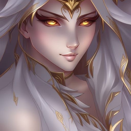 Cute Half-Human White Tiger Girl Portrait