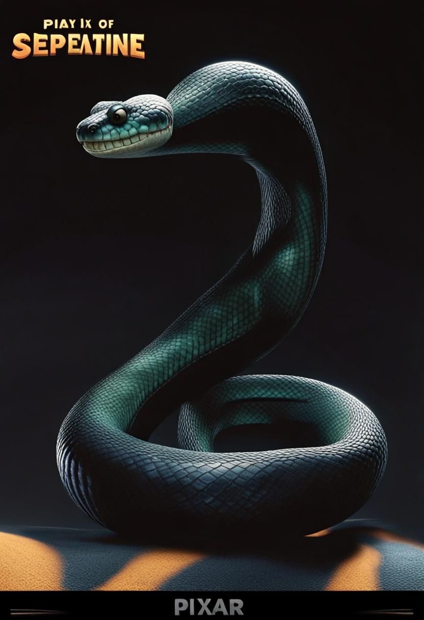 Pixar-Style Movie Poster of a Giant Serpentine Entity