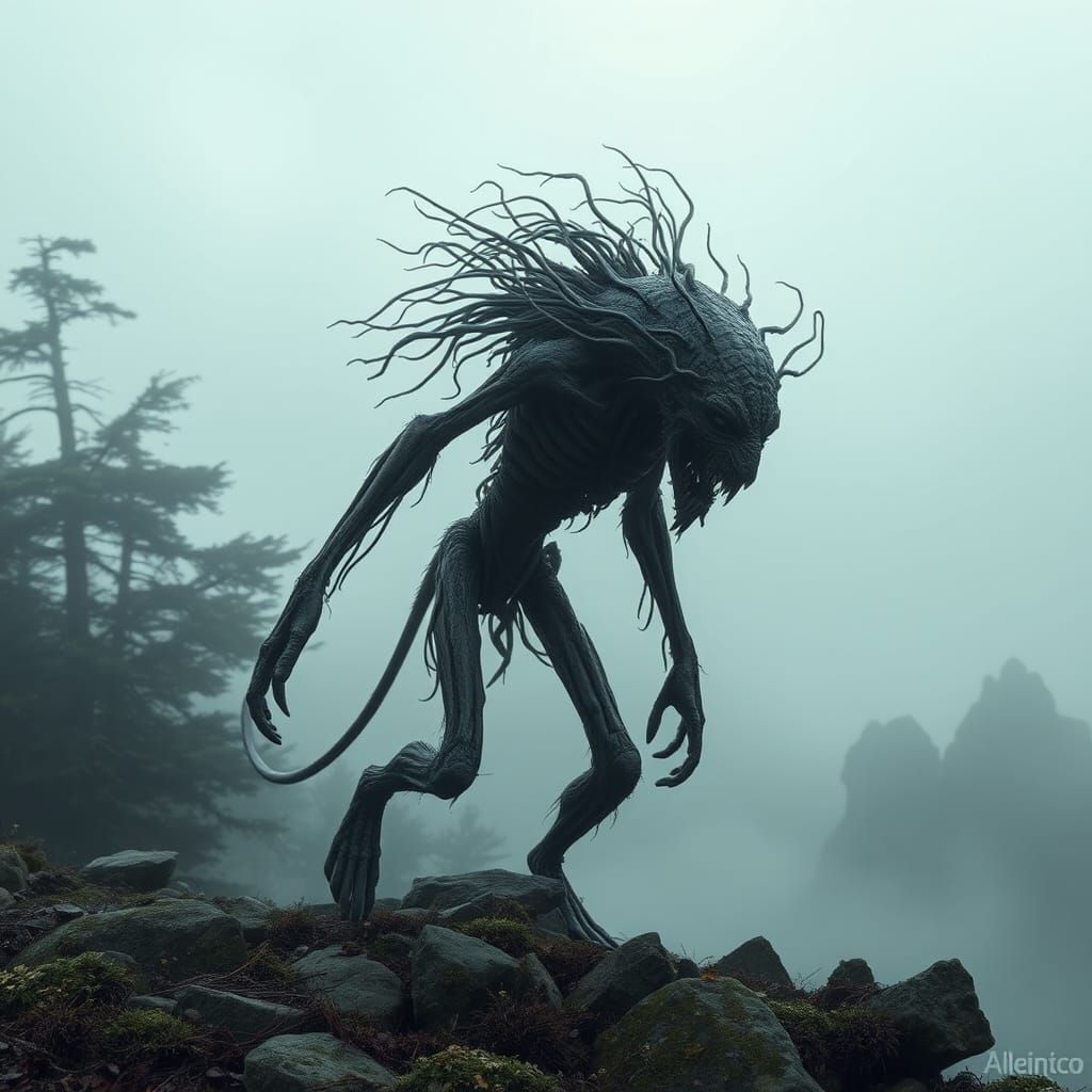 Ethereal Werewolf Zombie in Gothic Horror Style