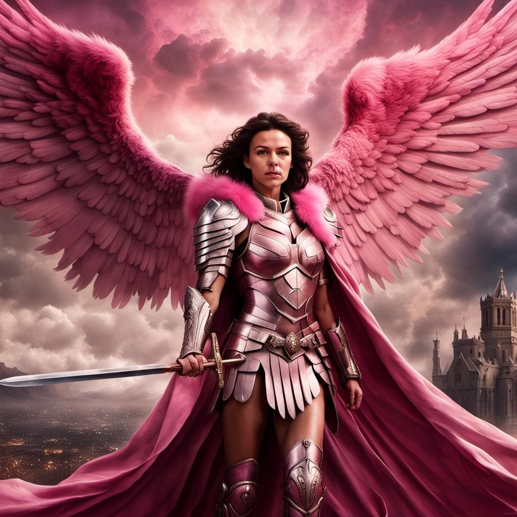 Archangel Warrior Soaring Above Los Angeles