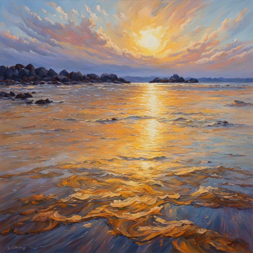 Impressionist Oil Painting of Flocculation in Water