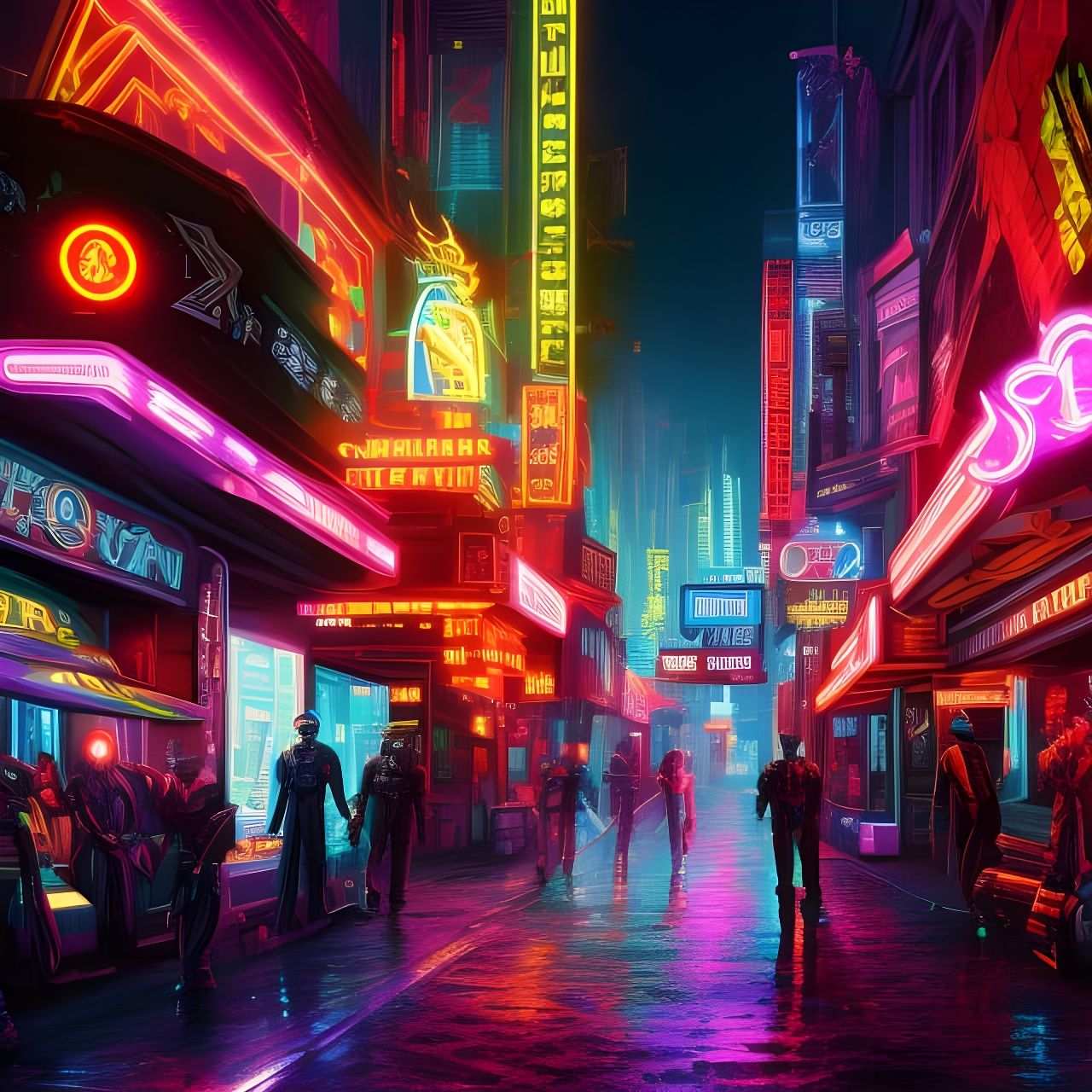 Neon Cyberpunk Futuristic City
