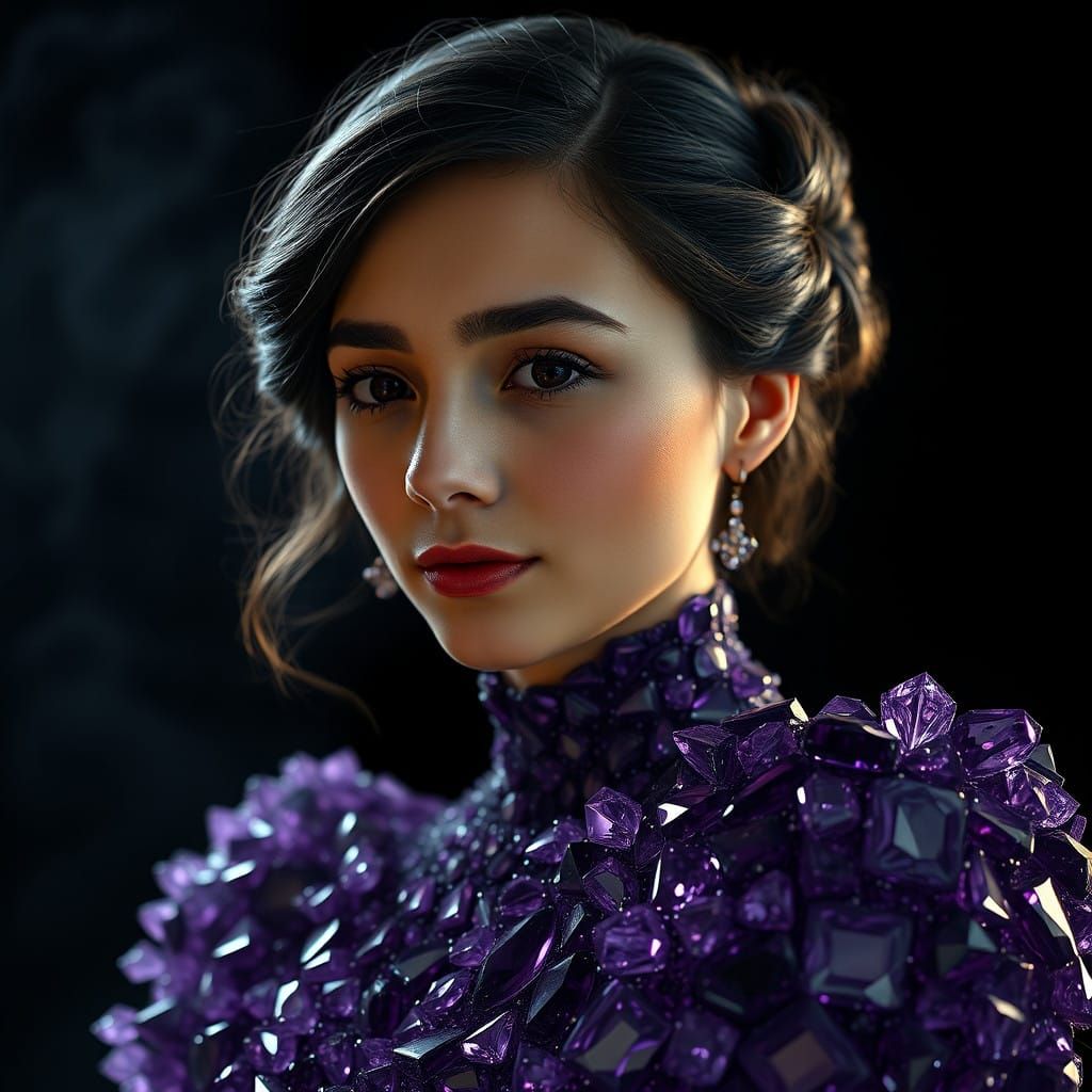 Majestic Amethyst Goddess in Whispering Mist