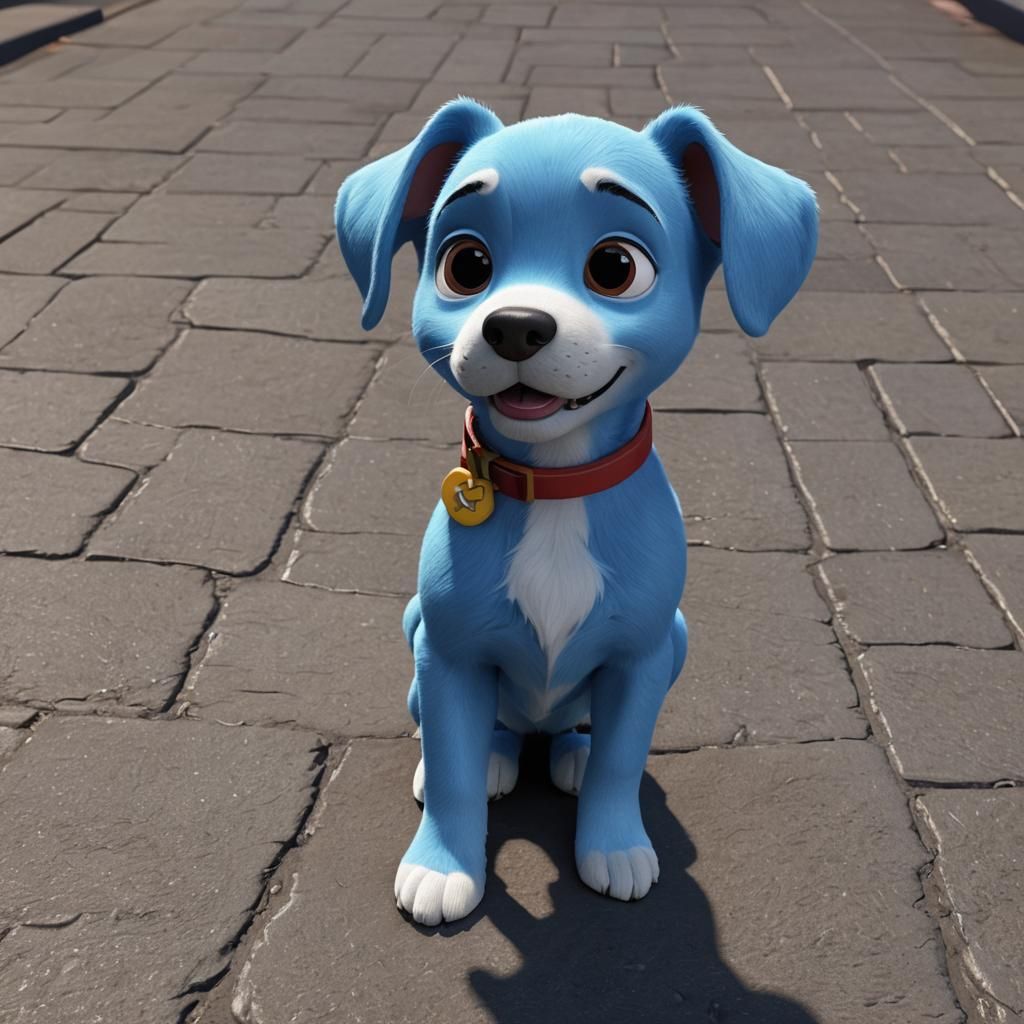 Blue the Puppy at Disneyland in 3D Style