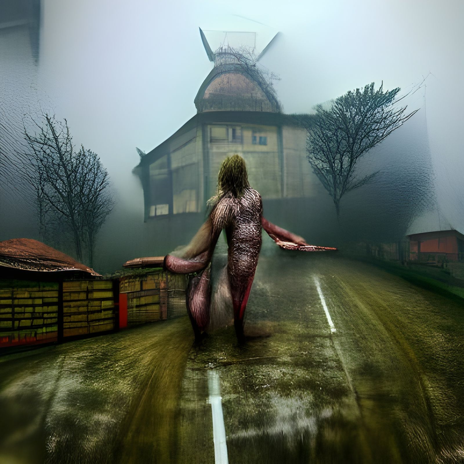 Sinister Silent Hill Nightmare in Gothic Horror Style