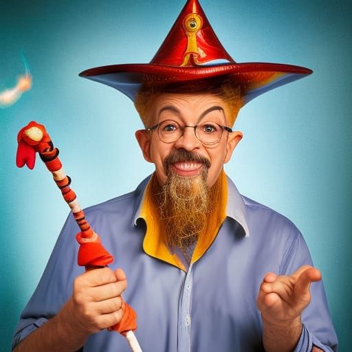 Whimsical Wizard Portrait in Ed Roth Style