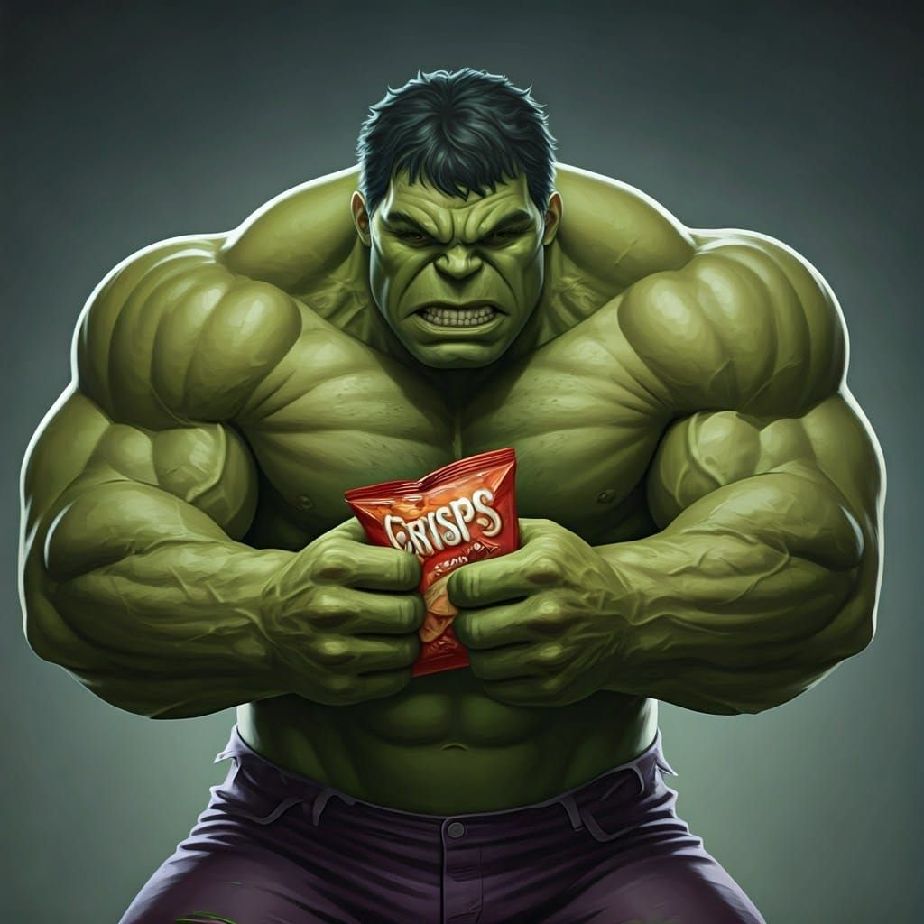 Hulk's Hilarious Struggle: Opening a Crisp Bag