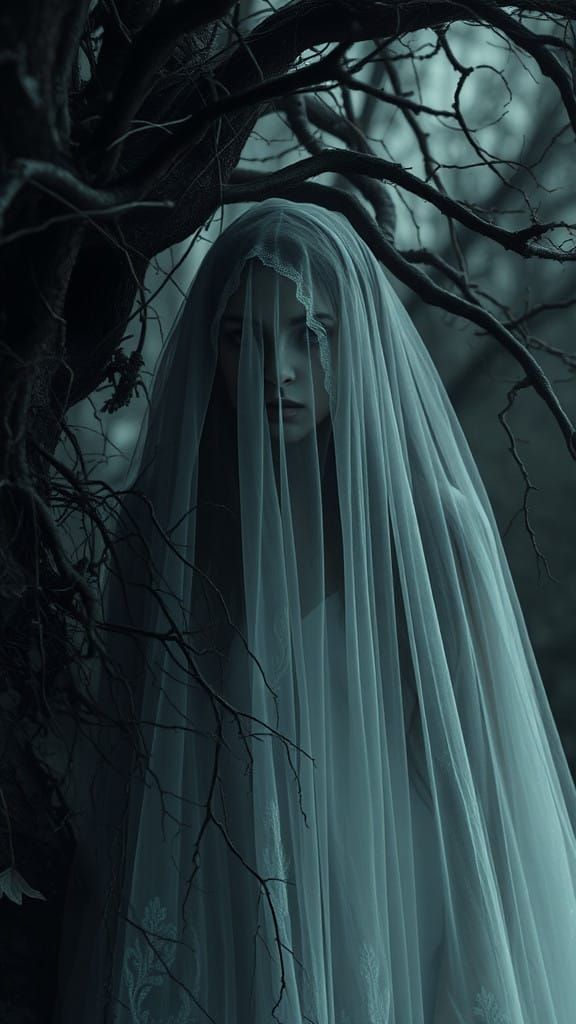 Ethereal Woman Lost in a Haunting, Dreamlike World