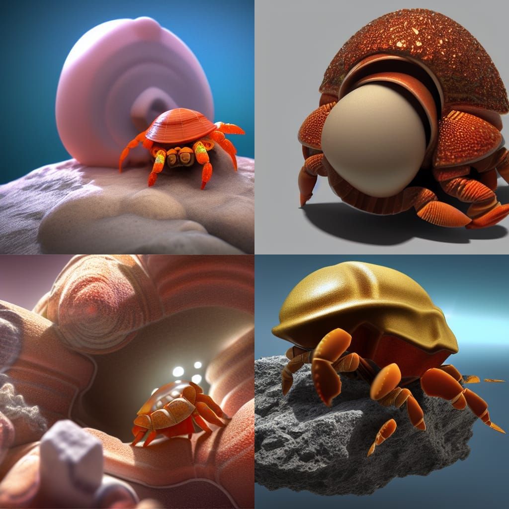 Godly Hermit Crab Carrying City: Hyperrealistic 3D Render