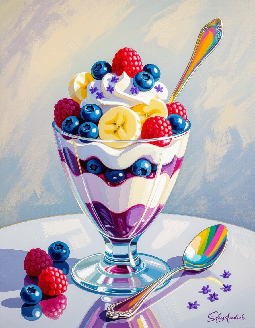 Blueberry Parfait in Art Nouveau Style