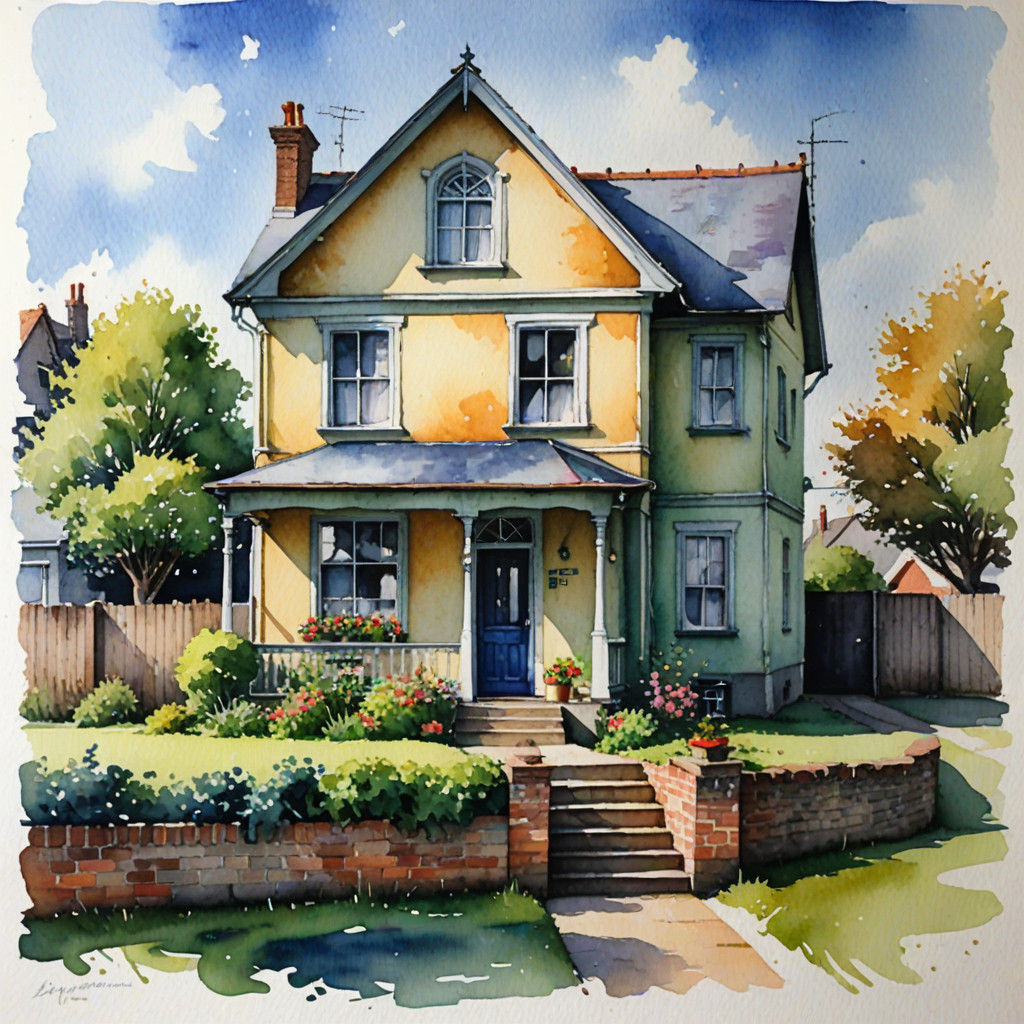 house watercolour