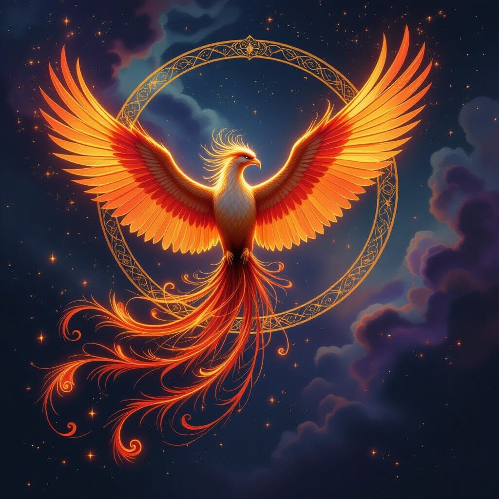 Majestic Phoenix Soars Through Cosmic Nebula