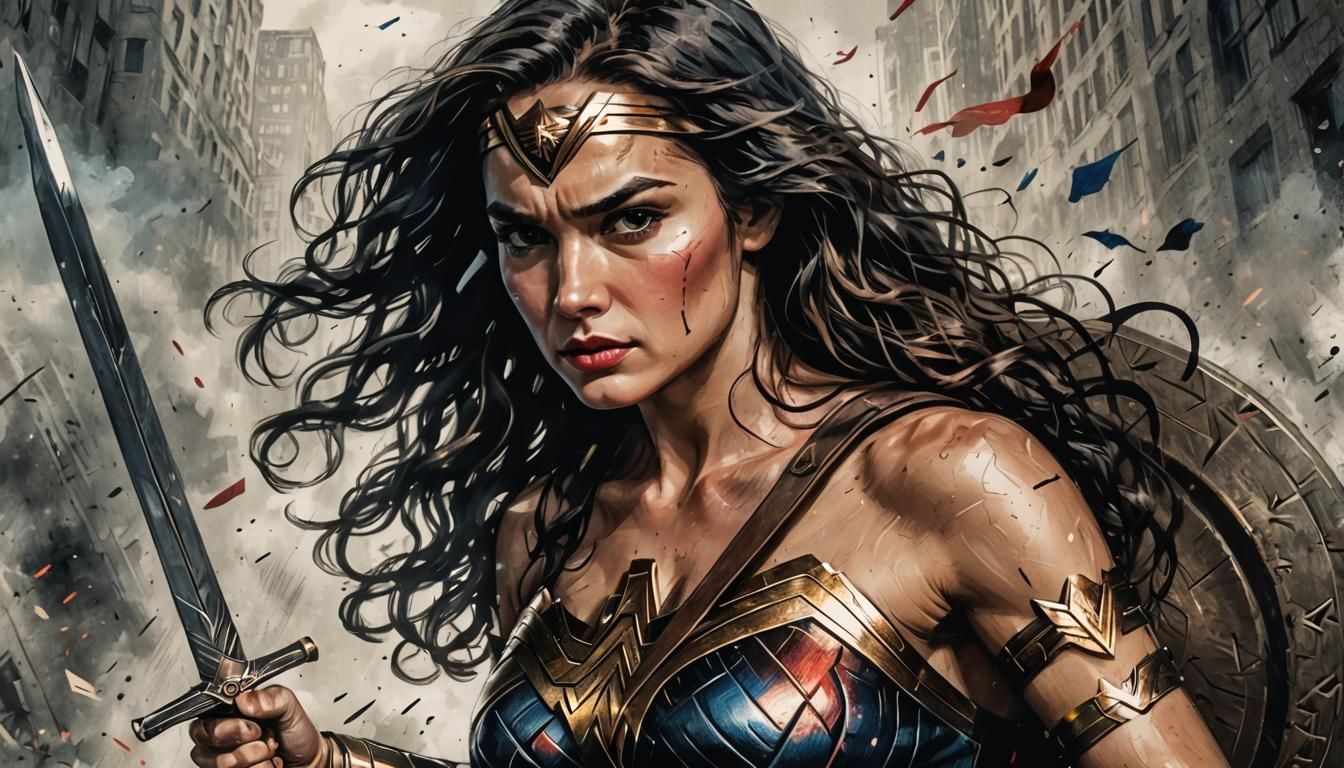 Beauty of the Pencil - Gal Godot as Wonder Woman (I can hear her theme music playing now)