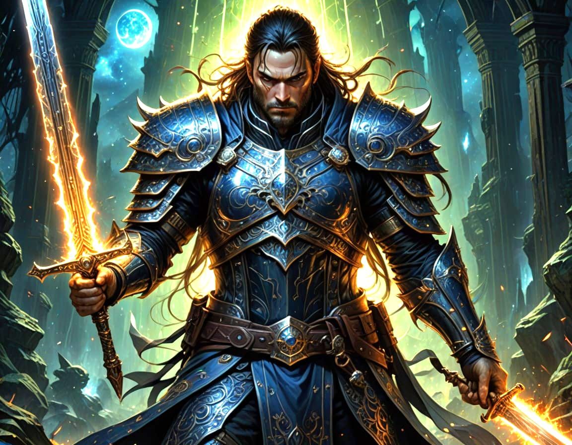 Cosmic Fantasy Swords Shimmer with Celestial Radiance