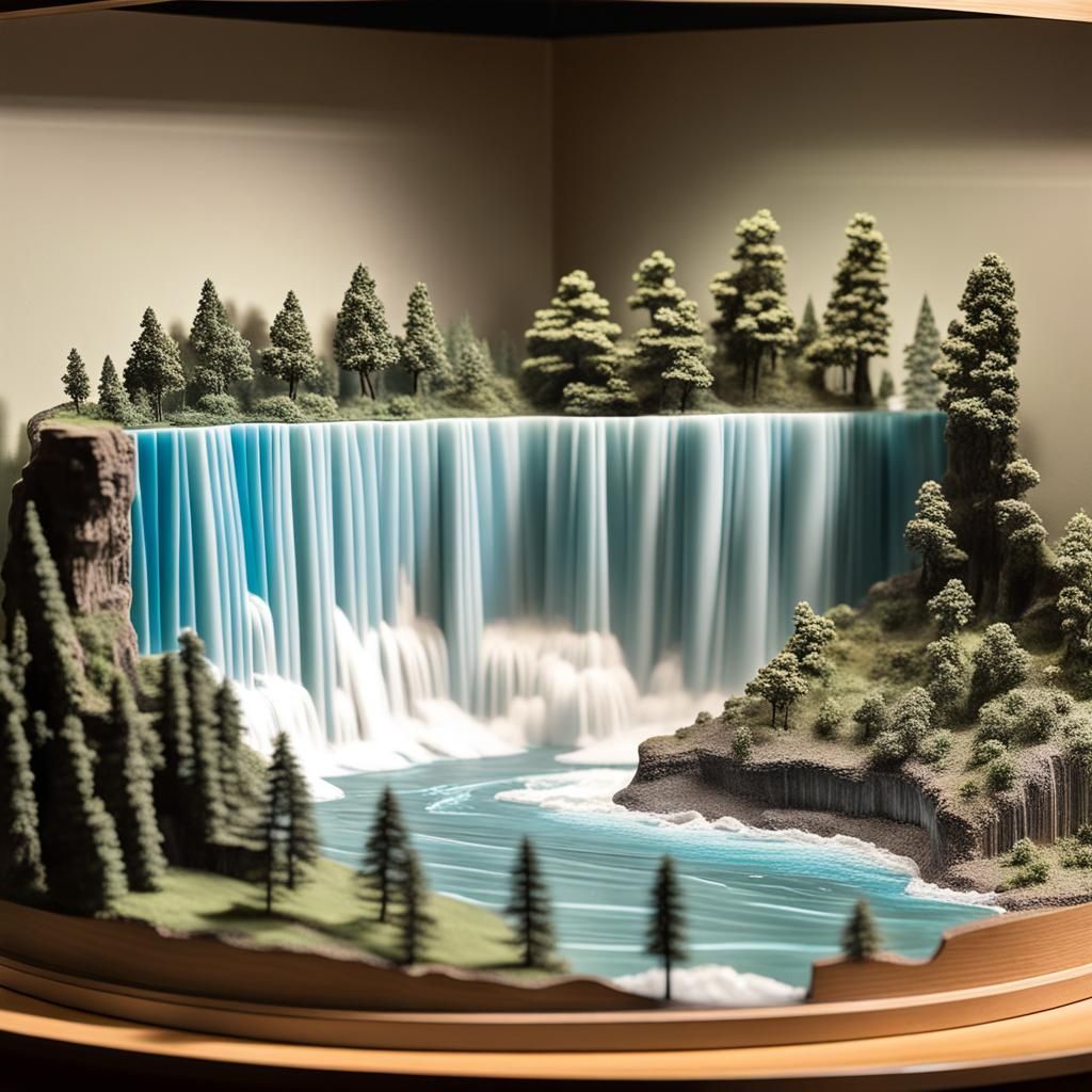 Glass Diorama of Niagara Falls Sculpture