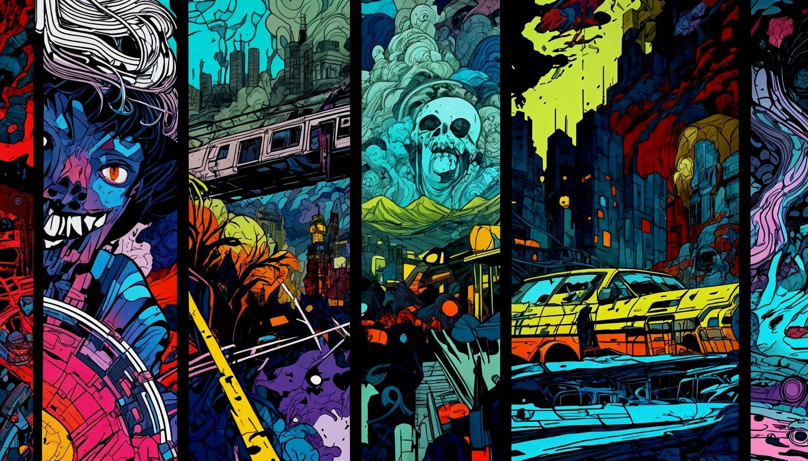 Tower Stage Landscape in Underground Comix Style