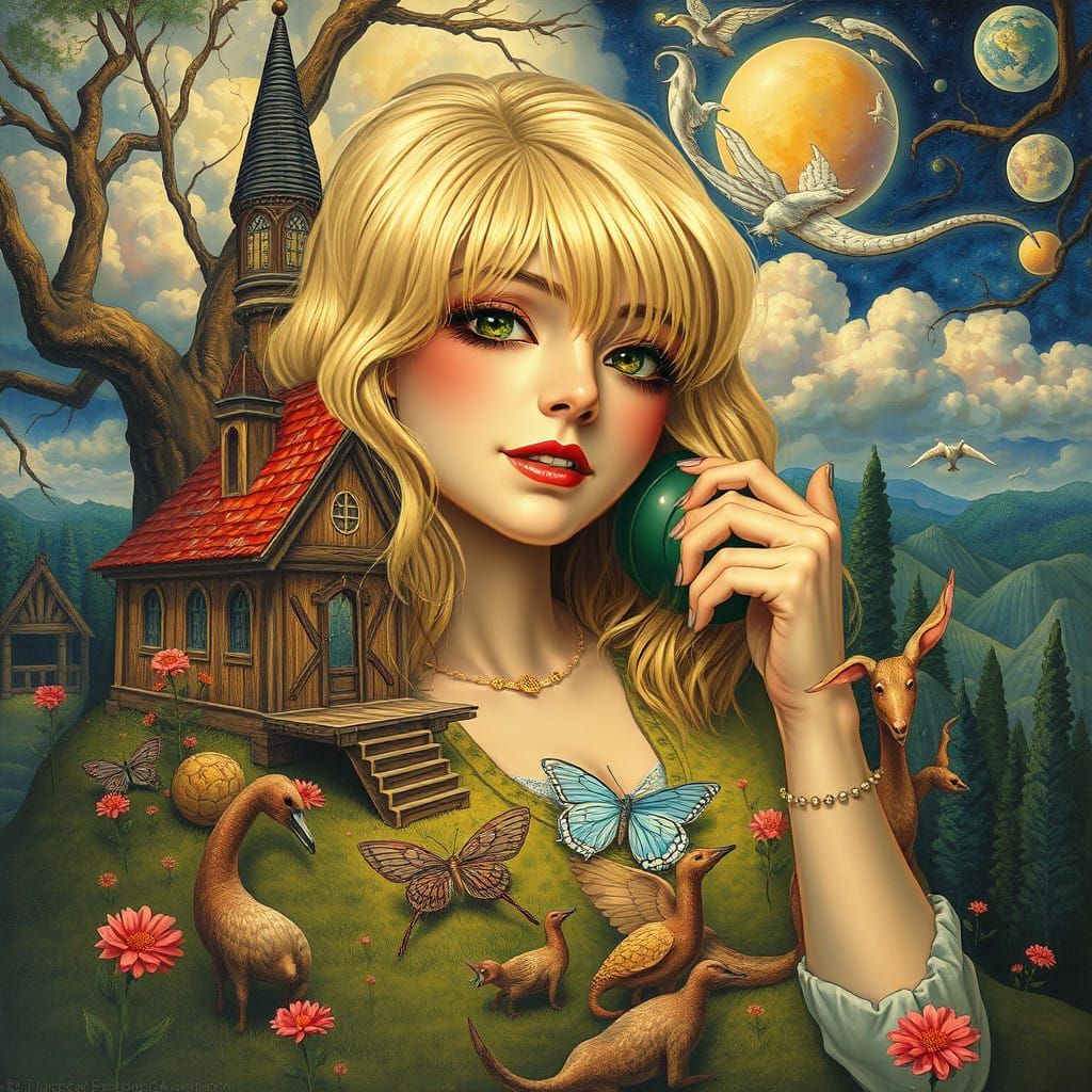 Surrealistic Portrait in Vibrant Colors Inspired by Hieronym...