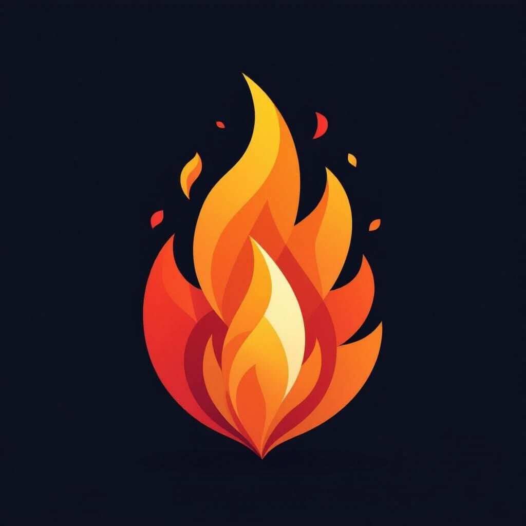 Vibrant Digital Flame in Minimalist Logo Style
